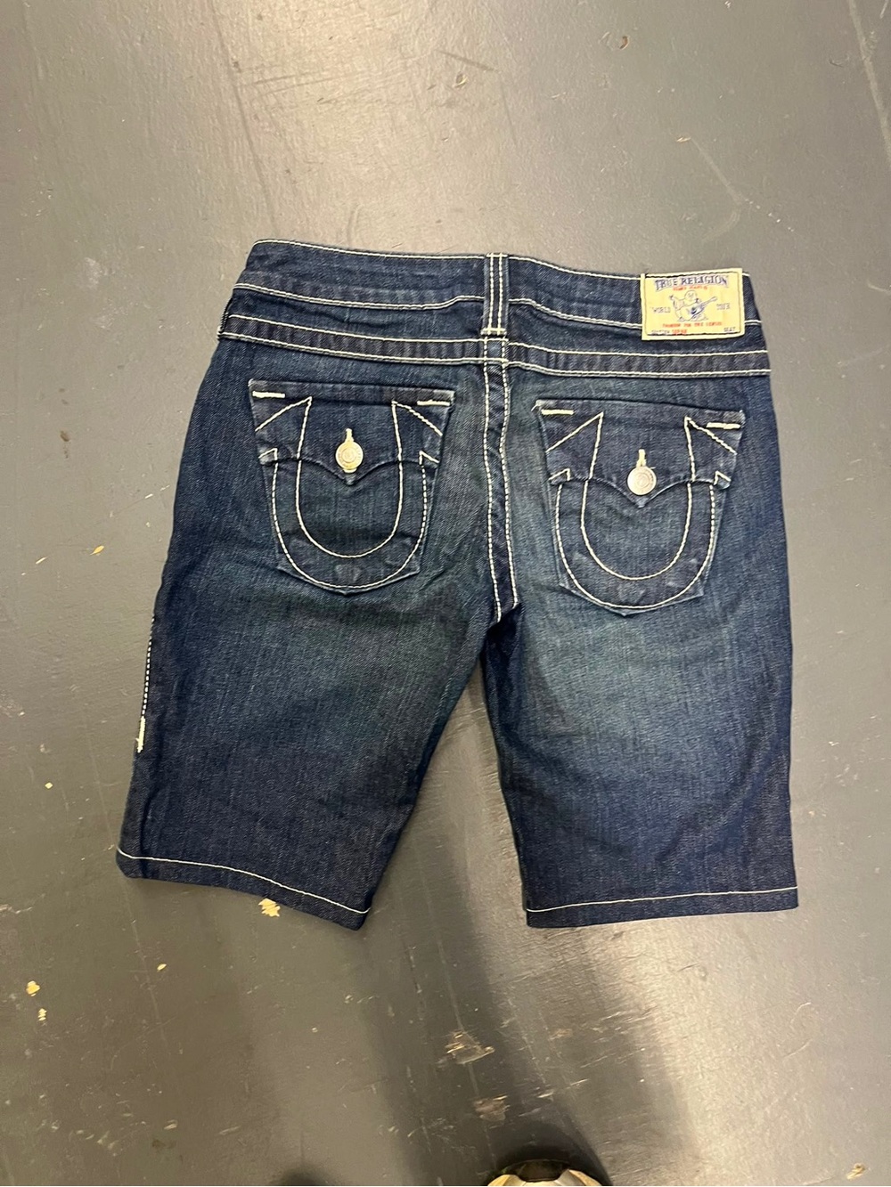 True religion jorts Sophie Women's Dark Wash Denim Bermuda Shorts